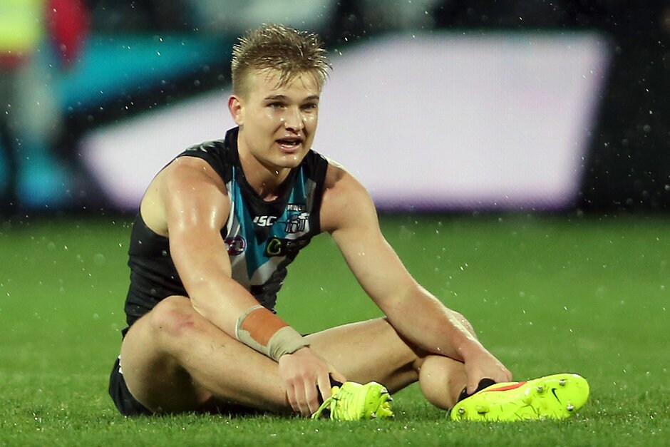 AFL 2015 Rd 15 - Port Adelaide v Collingwood ADELAIDE, AUSTRALIA - JULY 9: Ollie Wines of the Power after victory during the 2015 AFL round 15 match between Port Adelaide Power and the Collingwood Magpies at the Adelaide Oval, Adelaide, Australia on July 9, 2015. (Photo by AFL Media)